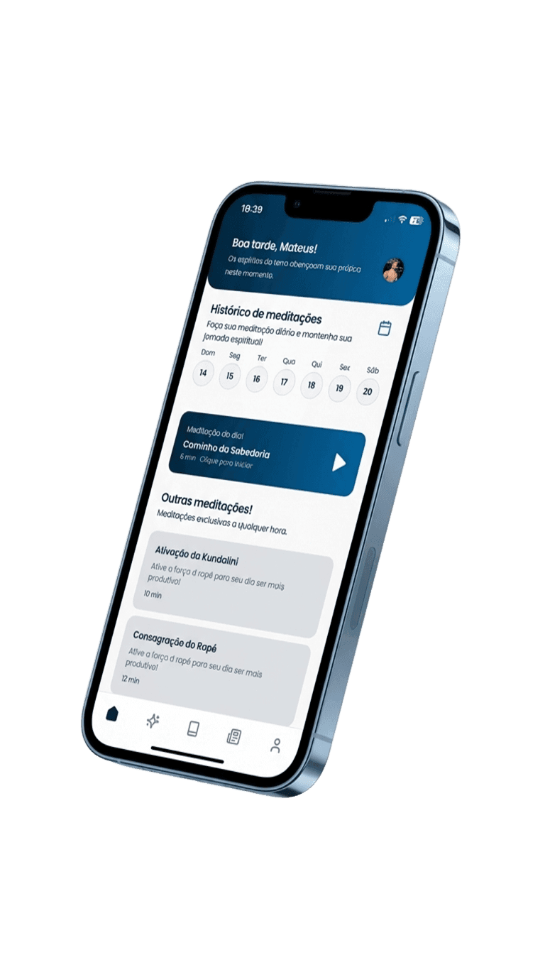 Mockup do app O Templo - Tela inicial